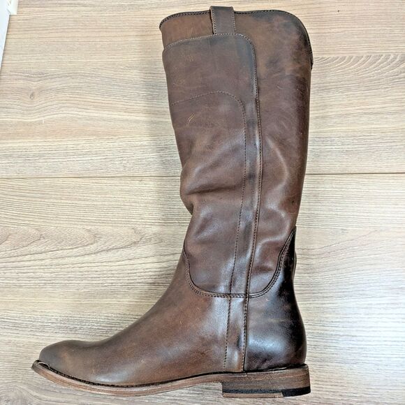 Frye Womens Paige Tall Riding Boots Antiqued Italian Leather Slate Brown Sz 6 - Picture 13 of 13